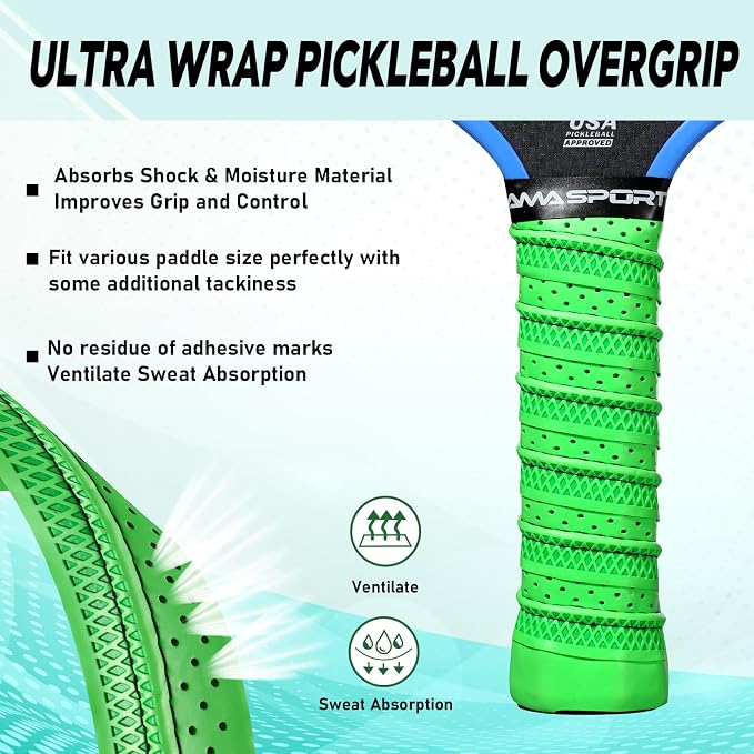 AMA SPORT Pickleball Paddle Grip Tape 2 Pack Pickleball Overgrip Replacement Grip Wrap