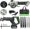 GALAX PRO Cordless Circular and Reciprocating Saw Combo Kit | with 1pcs 4.0Ah Lithium Battery and One Charger, 7 Saw Blades and Tool Bag