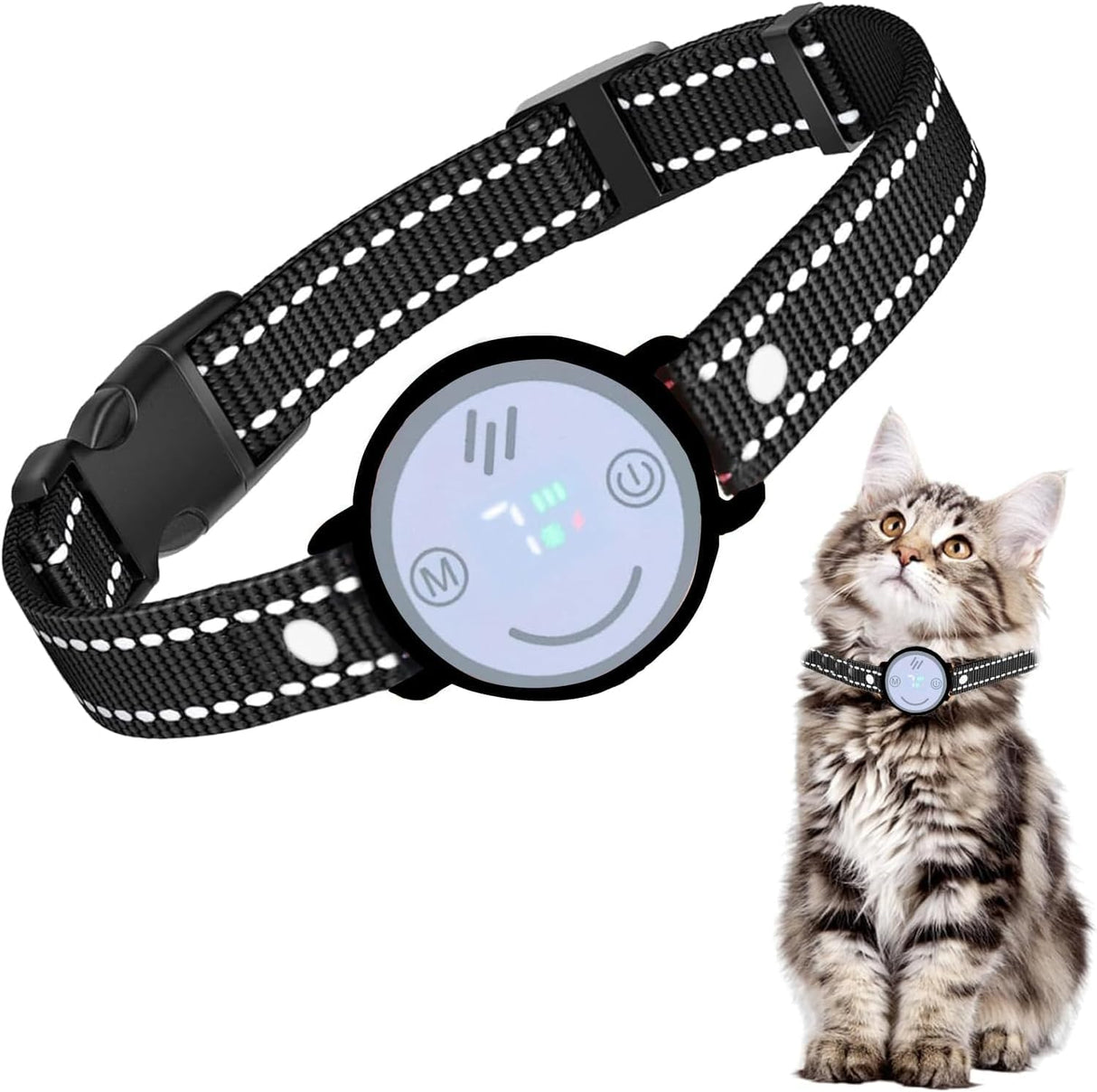 Cat Training Collar, Cat Safe Shock Collar with Shock, Vibration, Sound 3 Modes to Stop Meowing 2675 (Open Box)