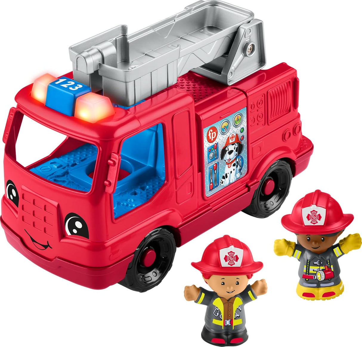 Fisher-Price Little People Toddler Toy Fire Truck Musical Push-Along Vehicle with 2 Figures for Pretend Play Ages 1+ Years