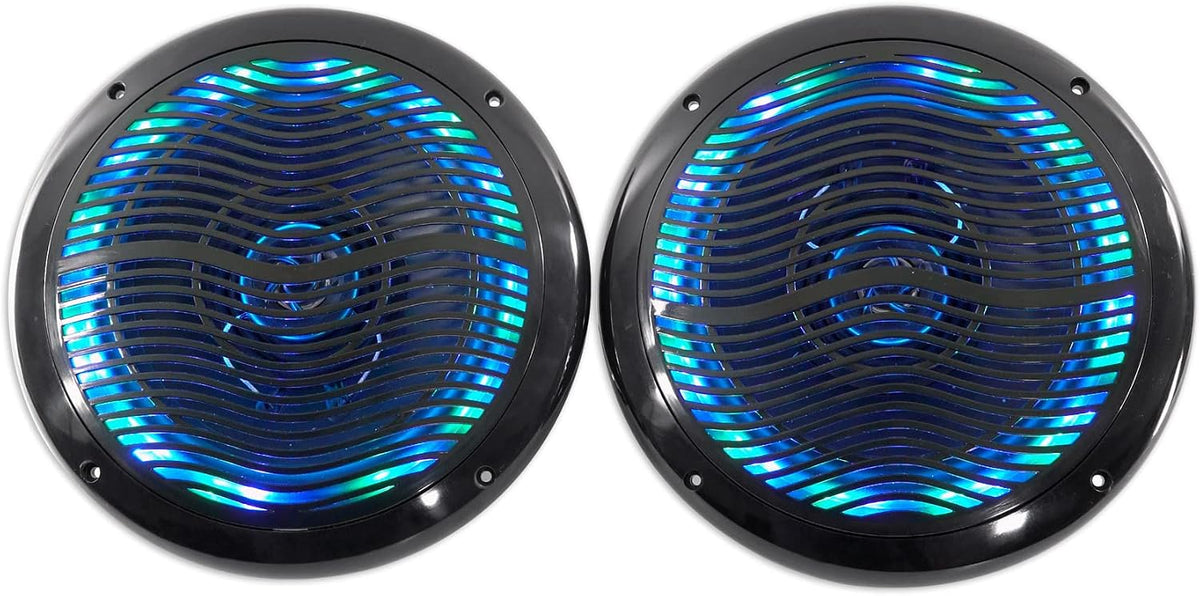 Rockville - 8" Marine LED Speakers, 800W Peak, Black