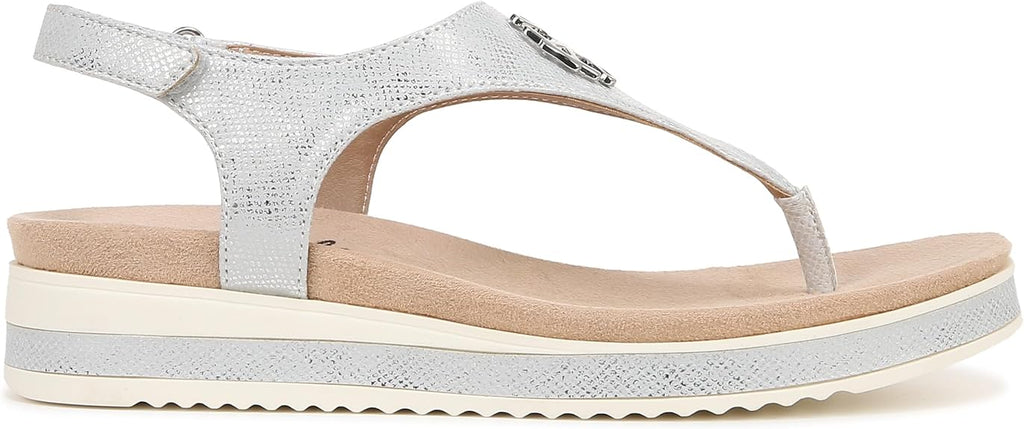 LIFESTRIDE Women's Zeeta Silver Metallic Thong Sandal - 7.5M