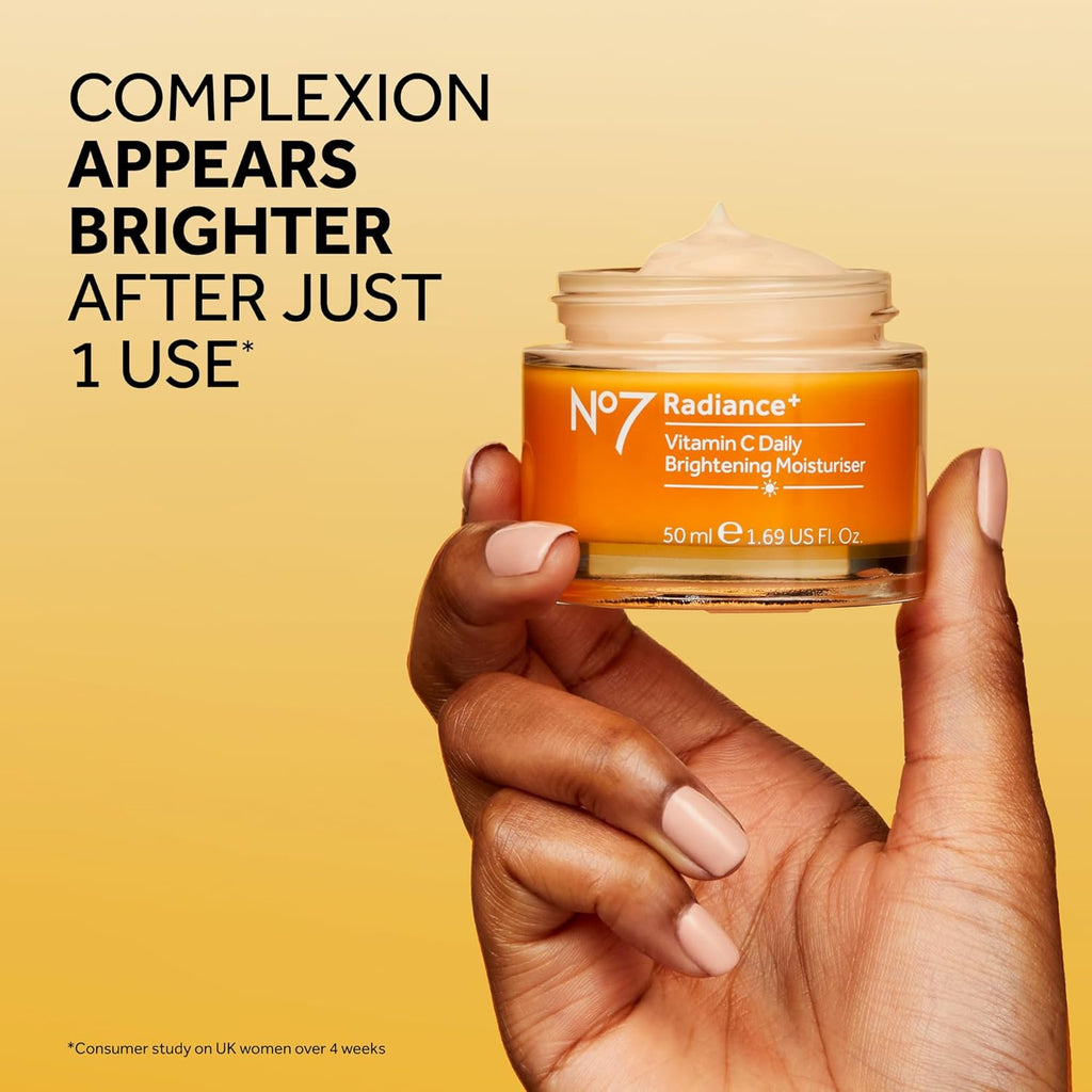 No7 Radiance+ Brightening Vitamin C Moisturizer Face Cream - Fast-Absorbing + Lightweight Formula & Suitable for Dry Skin, 1.69 fl oz