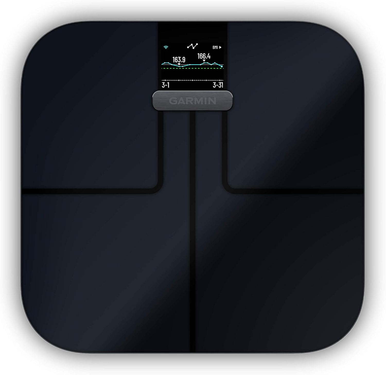 Garmin Index S2, Smart Scale with Wireless Connectivity, Measure Body Fat, Muscle, Bone Mass, Body Water% and More, Black