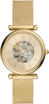 Carlie Automatic Gold-Tone Stainless Steel Mesh Watch (OPEN BOX)