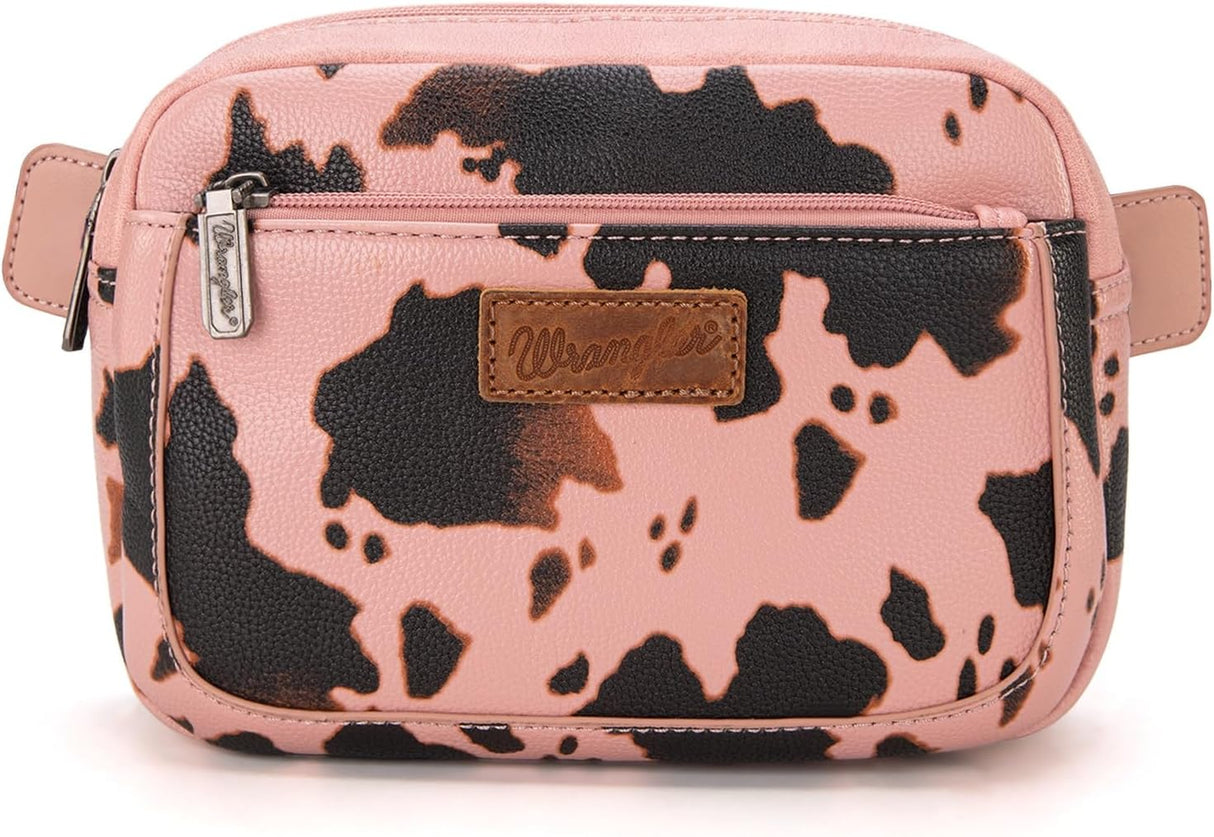 Wrangler Belt Bag with Guitar Strap-Cow Print-Pink-New