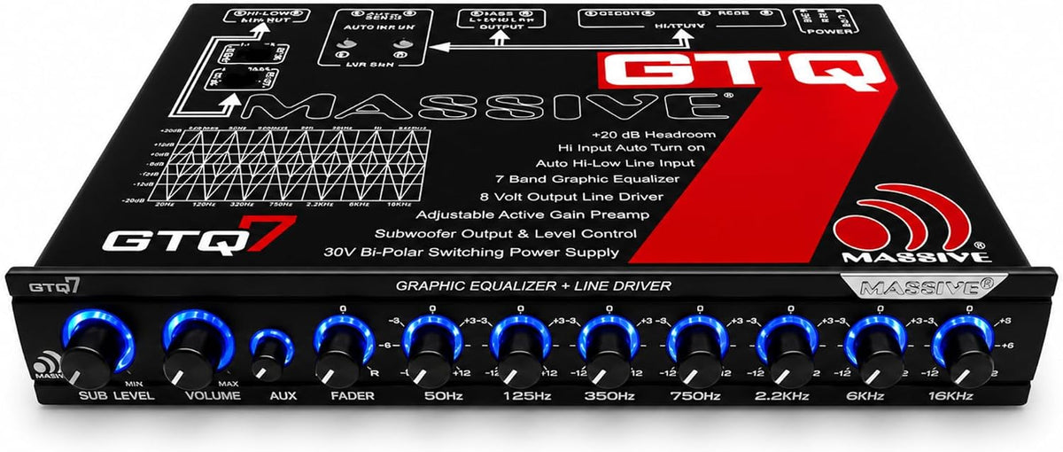 Massive Audio GTQ7 | 7-Band Car Audio Graphic Equalizer