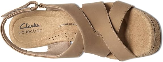 CLARKS Women's Nerisa Grace Wedge Sandal - Sand Nubuck - 9W