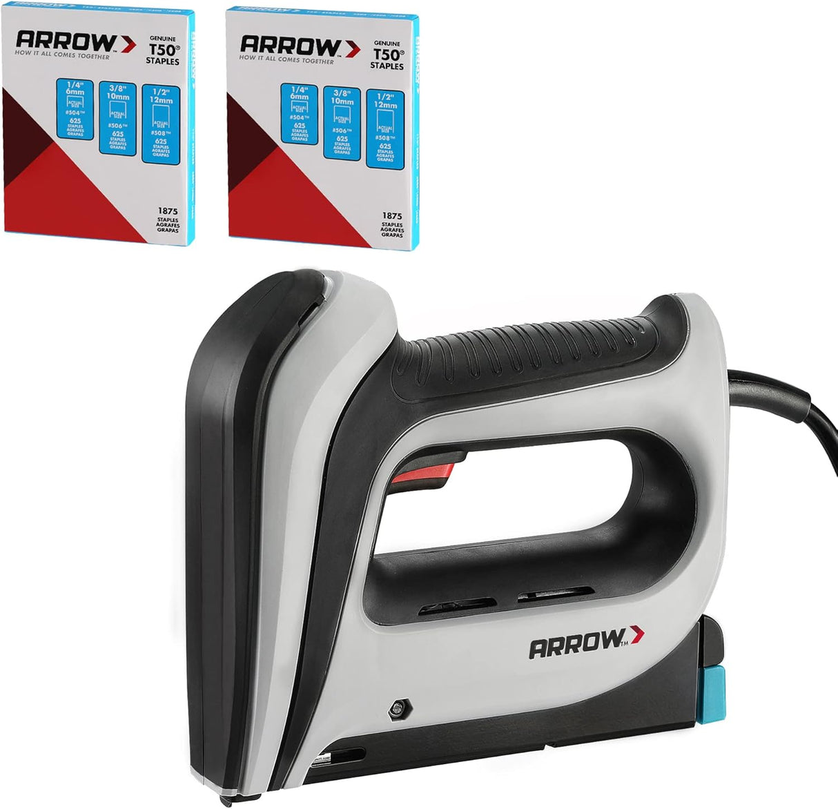 Arrow T50ACD Heavy Duty Corded Electric Staple Gun for Upholstery, Furniture, Office, Decorating, Fits 1/4", 5/16”, 3/8", or 1/2" Staples   NEW