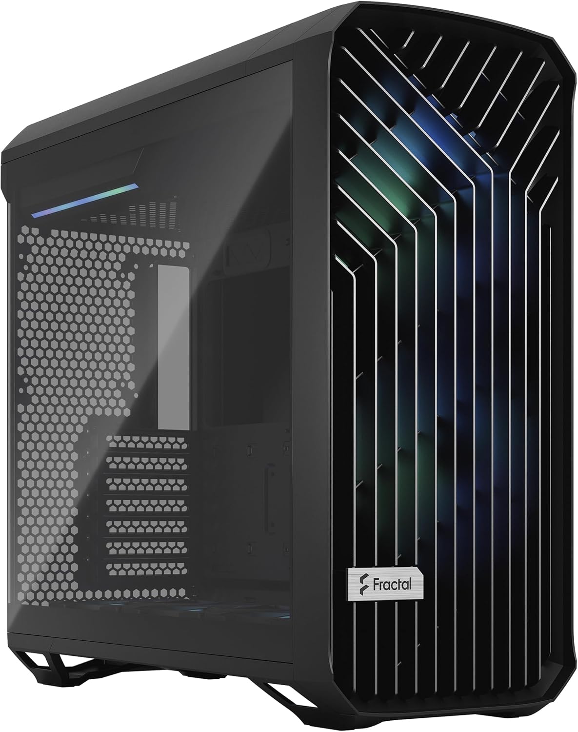 Fractal Design Torrent RGB Black - Light Tint Tempered Glass Panels - Open Grille for Maximum air Intake - Two 180mm RGB PWM and Three 140mm RGB Fans Included - ATX Airflow Mid Tower PC Gaming Case