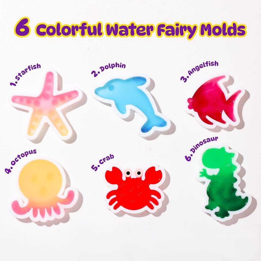TMOL Magic Water Elf Toy Kit, Aqua Fairy Water Gel Kit for Kids with 10 Magic Gel & 6 Molds