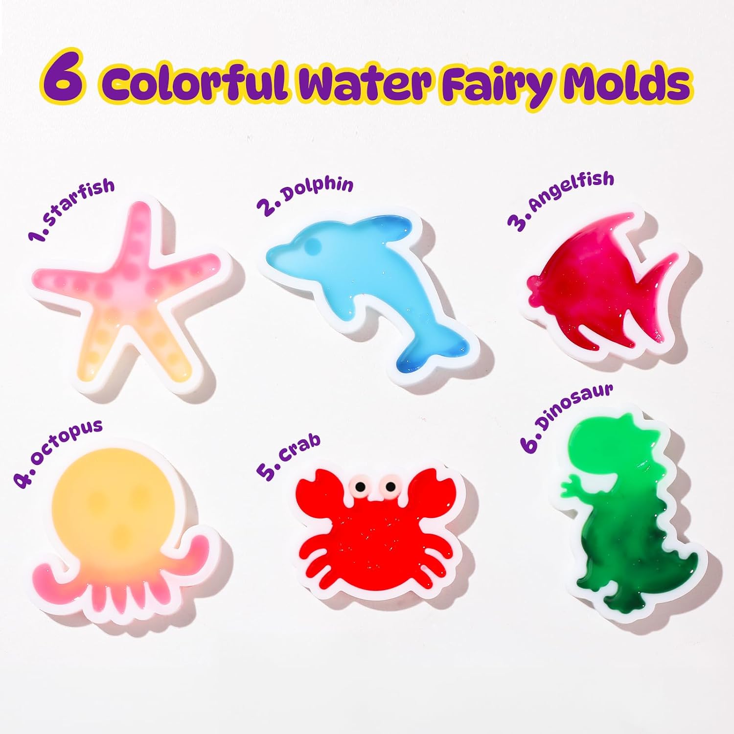 TMOL Magic Water Elf Toy Kit, Aqua Fairy Water Gel Kit for Kids with 10 Magic Gel & 6 Molds