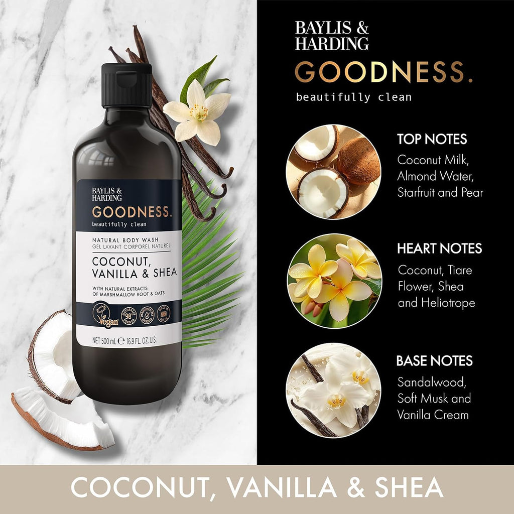BAYLIS & HARDING Goodness Coconut, Vanilla, and Shea Body Wash - 16.9 fl oz