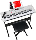 Best Choice Products - 61-Key Beginners Electronic Keyboard Piano Set w/ 3 Modes, Microphone - White