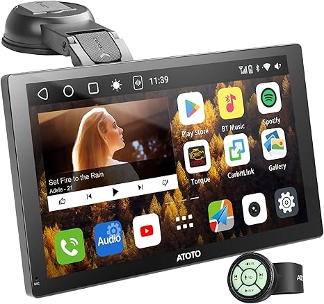 [Android & 4G+32G] ATOTO P9 Portable CarPlay Android Auto Car Screen with 4G LTE, ChatGPT, 9 Inch QLED Touchscreen, GPS Navigation, WiFi, AUX, Dual Bluetooth, Support HDMI Input, P909PR