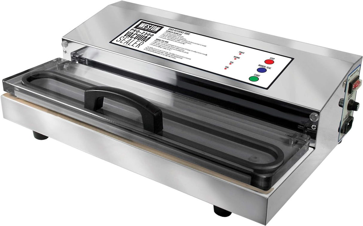Weston Brands Vacuum Sealer Machine for Food Preservation & Sous Vide, Extra-Wide 5mm Bar for Sealing Bags up to 16" Wide, 935 Watts, Commercial Grade Pro 2300, Stainless