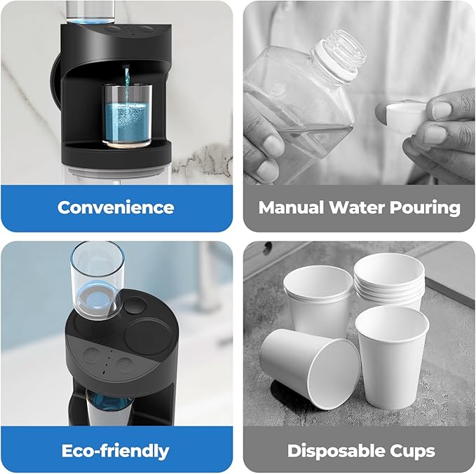 Automatic Mouthwash Dispenser, 550ml (19.35 Oz) Mouthwash Dispenser for Bathroom with Magnetic Cups, 3 Dispensing Levels, Long Standby Time White