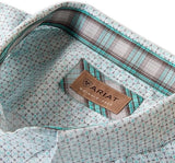 ARIAT Men's Wrinkle Free Welsh Classic Fit Shirt in White Multi Geo Print - 2XL