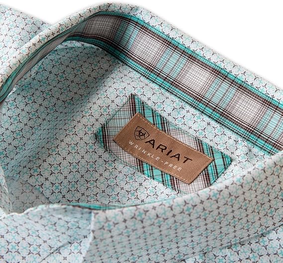 ARIAT Men's Wrinkle Free Welsh Classic Fit Shirt in White Multi Geo Print - 2XL