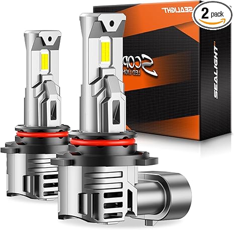 SEALIGHT Scoparc 9005/HB3 Bulbs, 30000LM Bright, 6500K Cool White, 60000+ Hour Lifespan With Cooling Fan, Plug-N-Play Installation, 2-Pack