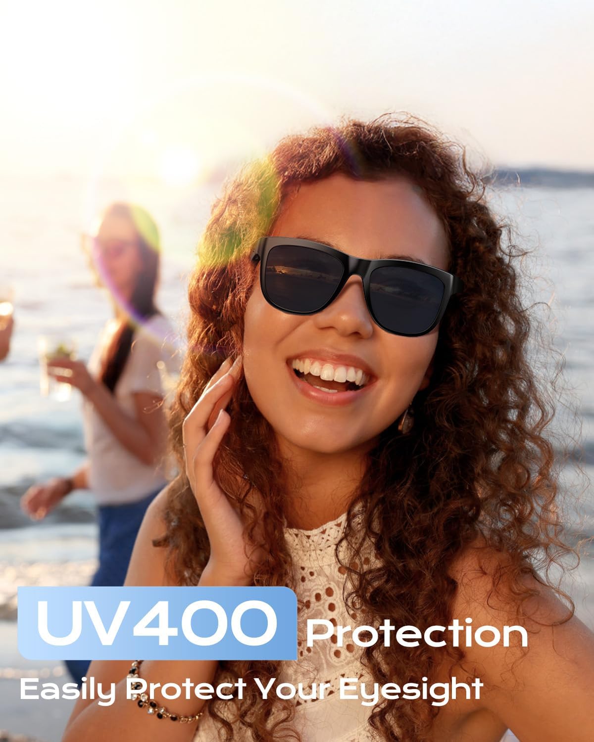 XO Smart Bluetooth Glasses, Built-in Mic & Speakers, Smart Wireless Headphone Sunglasses, Athletic/Outdoor UV Protection and Voice Control (Black)