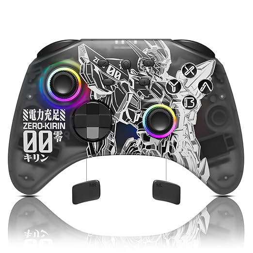 Mytrix Black Wireless Switch Controller for Nintendo Switch/OLED/Lite Steam Deck, Pro Controller with Hall Effect Joystick, Turbo, Motion, Vibration, Headphone Jack and Dynamic Joystick RGB Lighting, Zero-Kirin