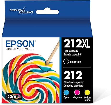 EPSON 212 Claria Ink High Capacity Black & Standard Color Cartridge Combo Pack