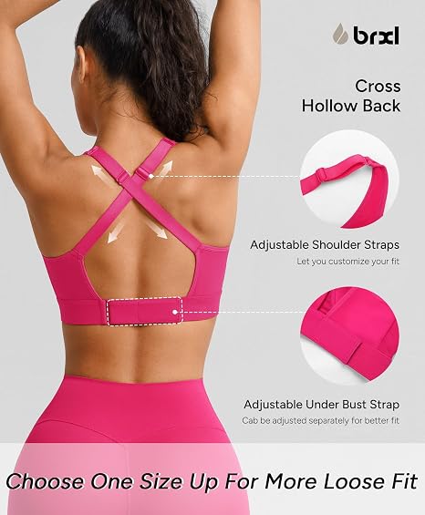 BRXL Women's Sports Bra With Front Closure - Pink - XL (NIB)
