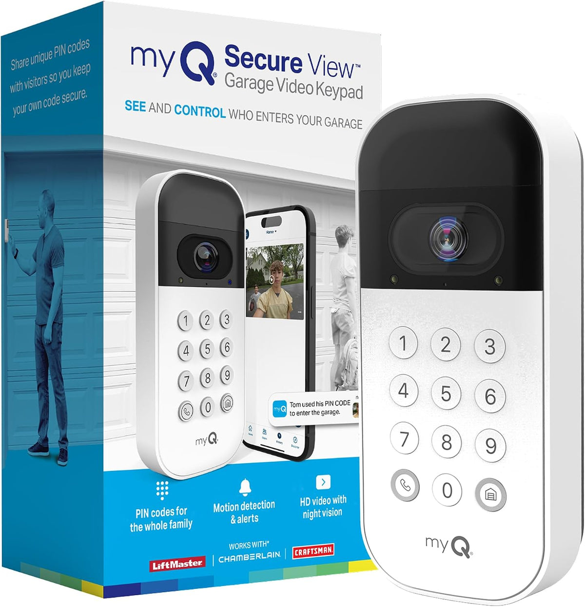 myQ Smart Garage Door Video Keypad with Wide-Angle Camera