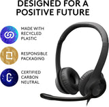 Logitech H390 Wired Headset for PC/Laptop, Stereo Headphones with Noise Cancelling Microphone, USB-A, in-Line Controls for Video Meetings, Music, Gaming and Beyond - Black (NEW, OPEN BOX)