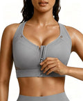 BRXL Women's Sports Bra With Front Closure - Grey - MD (NIB)