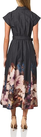 Calvin Klein Women's Cotton Floral Border Midi- Size 8