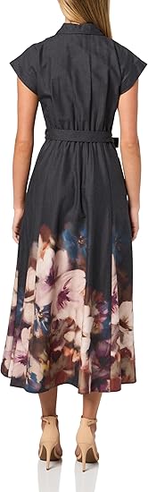Calvin Klein Women's Cotton Floral Border Midi- Size 8