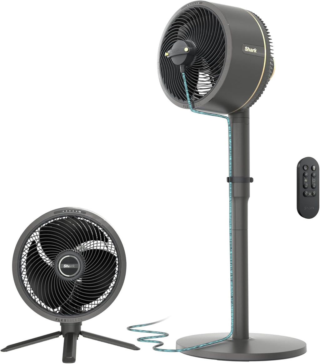 Shark FlexBreeze Fan, Indoor & Outdoor Oscillating Cooling Fan, Floor & Tabletop, Portable Cordless & Corded, Bedroom, Office & Patio Fan, InstaCool Misting Attachment & Remote