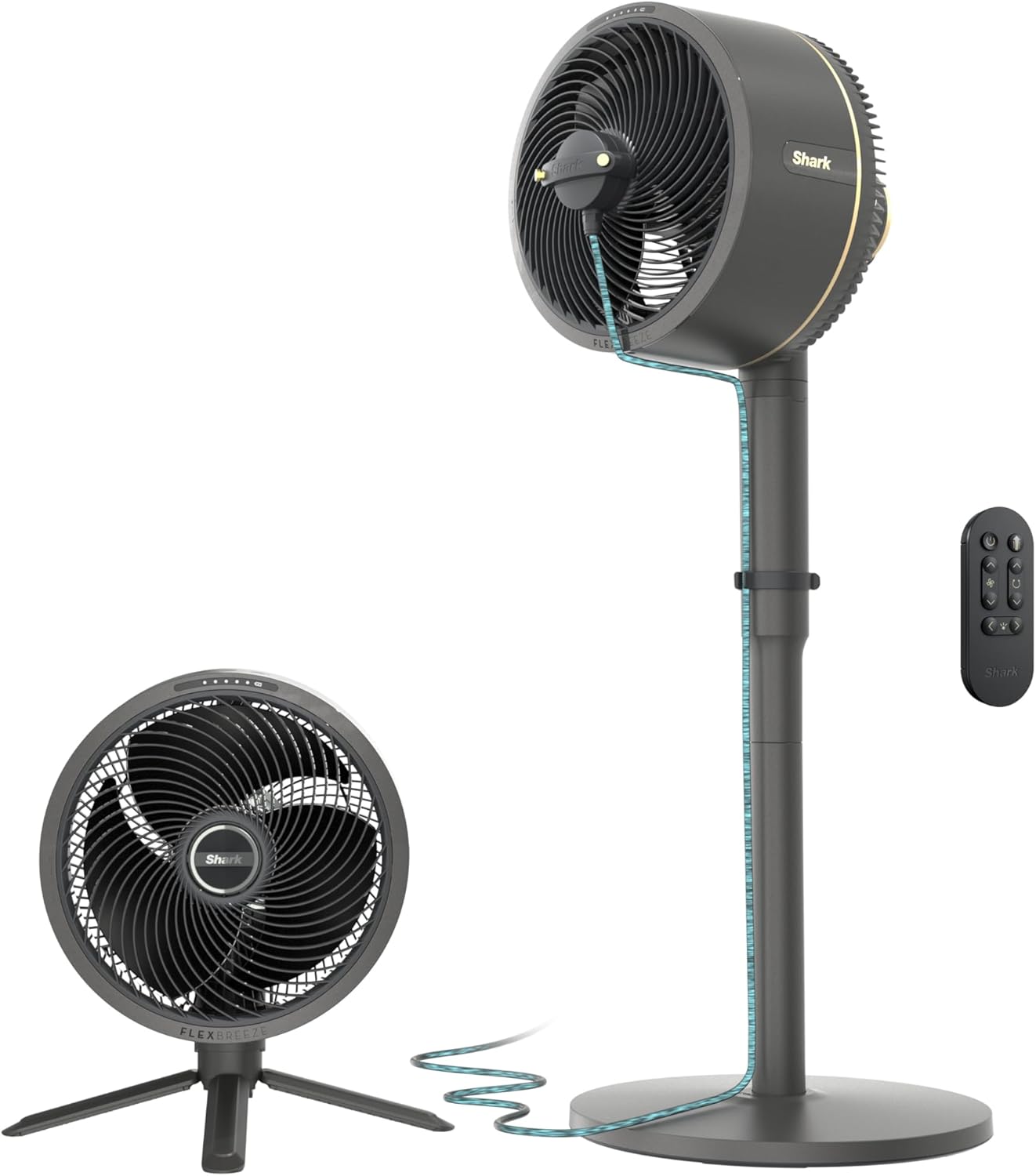 Shark FlexBreeze Fan, Indoor & Outdoor Oscillating Cooling Fan, Floor & Tabletop, Portable Cordless & Corded, Bedroom, Office & Patio Fan, InstaCool Misting Attachment & Remote