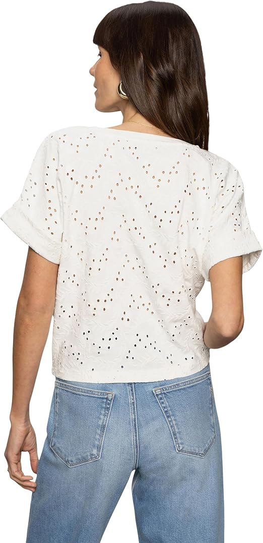 Sanctuary - Women's All Day Eyelet Tee - Bleached White - XXS