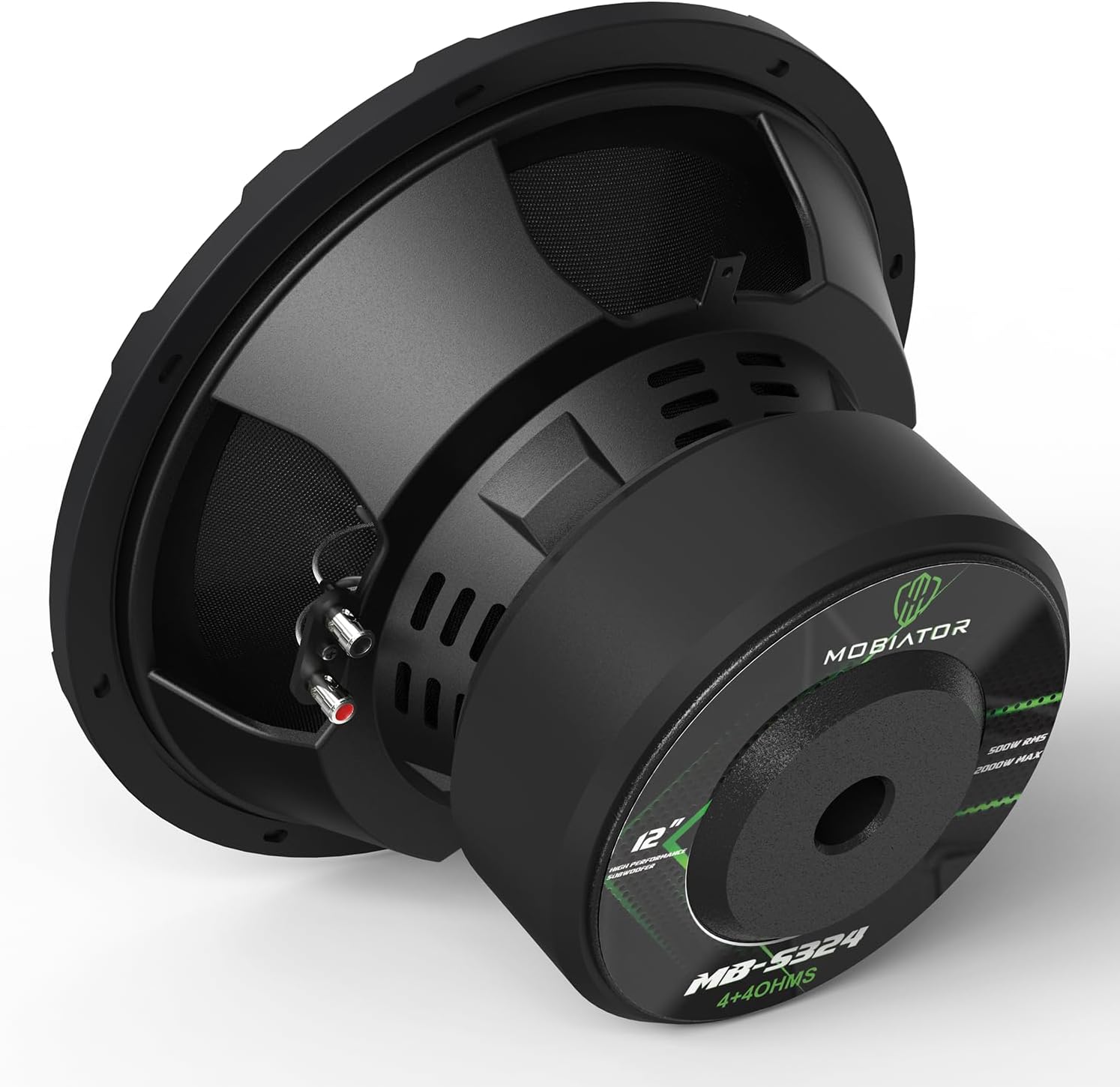 MOBIATOR-12 Inch Car Subwoofer 2000W Max 500W RMS, Dual Magnets(135Oz), 3 Inch Black Voice Coil, Dual Spider, 4 Ohm Heavy Gauge, Easy to Install, Black-S324 (MB-S324)