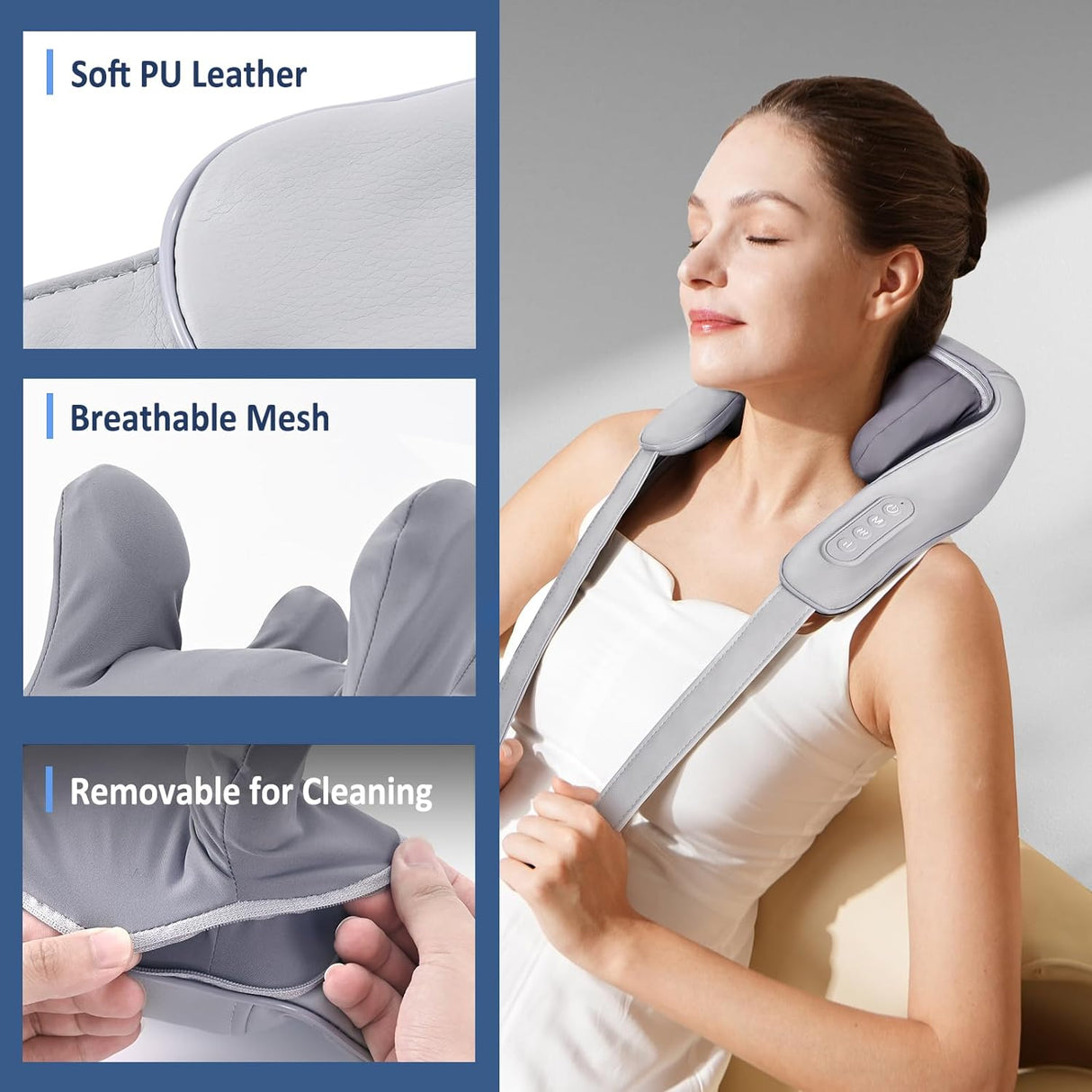 Neck Massager with Heat, Cordless Deep Tissue 4D Expert Kneading Massage, - Gray (NEW, OPEN BOX)