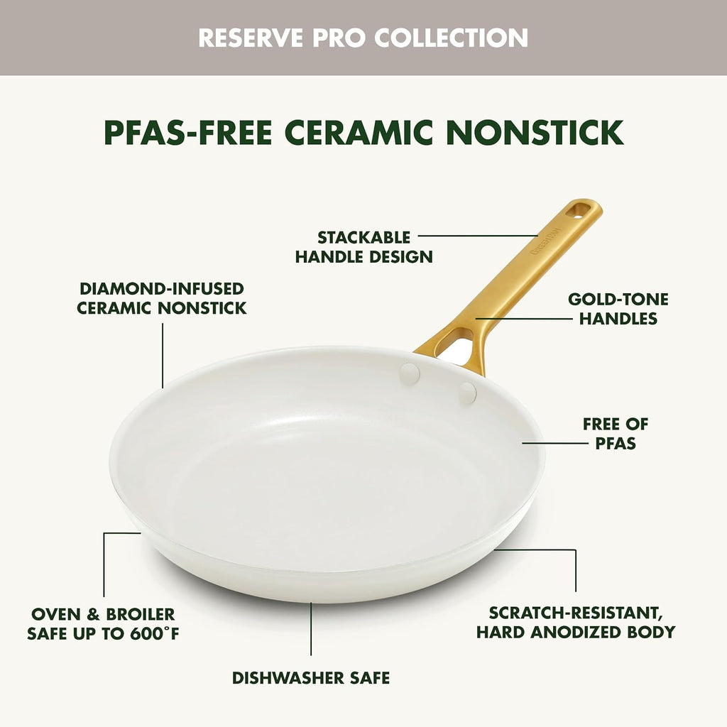 GreenPan ™ Reserve Pro Cream 10-Piece Ceramic Nonstick Cookware Set