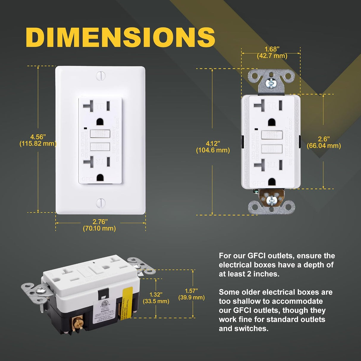 20A GFCI Outlet, ETL Listed, Tamper-Resistant GFI Duplex Receptacle with LED Indicator, Self-Test Ground Fault Circuit Interrupter with Wall Plate, White, 10 Piece