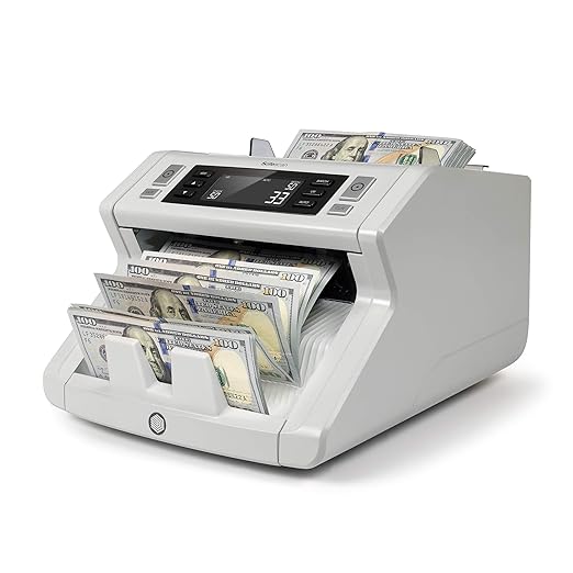 Safescan 2210 Money Counter Machine with Counterfeit Detection, Multi-Currencies, Add/Batch Modes, LCD-Display, High-Speed Counts and Sorts 1,000 bills per minute, 2 Point Counterfeit Check