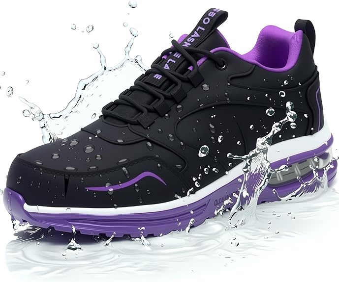 Lansnbo Waterproof Steel Toe Shoes for Women Non Slip Puncture Proof Safety Work Sneakers Comfortable Lightweight Fashion Footwear Size: 10.5