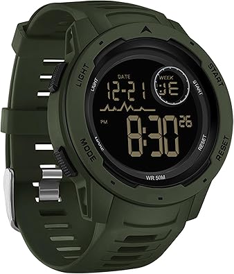 Men's Digital Watch Waterproof Sports Watches Tactical Military Stopwatch Alarm 12/24H Outdoor Mens Wristwatch for Running Swimming (OPEN BOX)