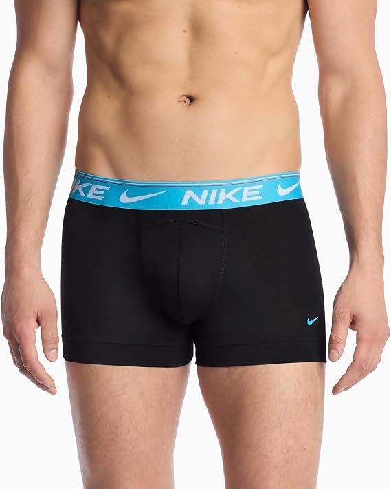 Nike Men's Underwear Ultra Comfort Trunks (3-Pack) Color: Black - Baltic Blue/ Lt Chocolate/ Fusion Red WB Size Small