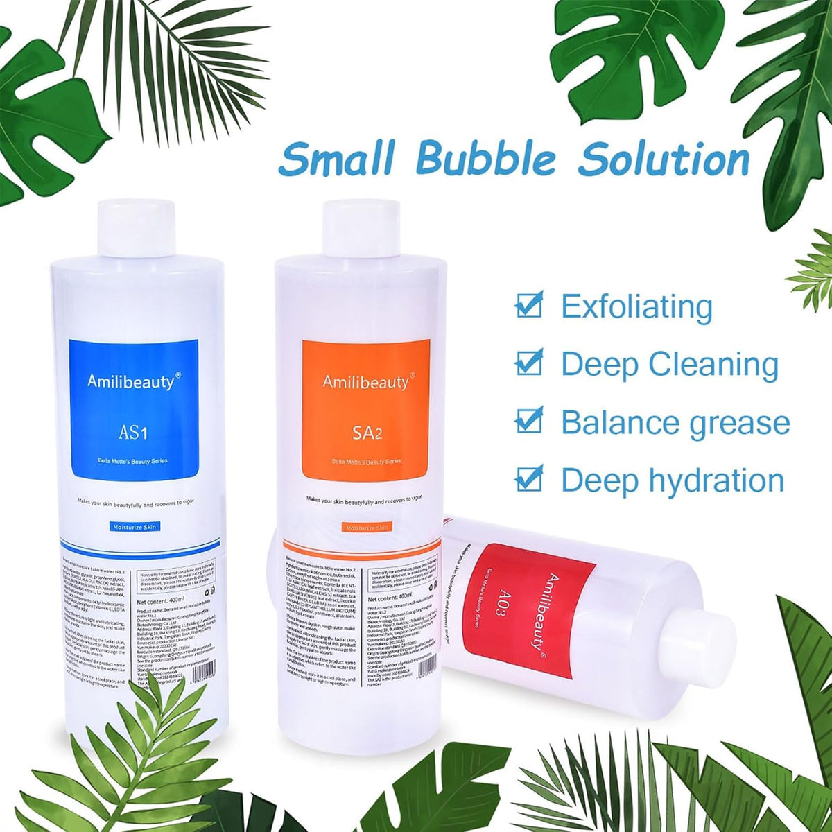 Hydrogen Oxygen 7 in1 Facial Care Machine with Serums 400ml AS1 SA2 AO3, Peeling Solution Salon, for Salon SPA Home Use