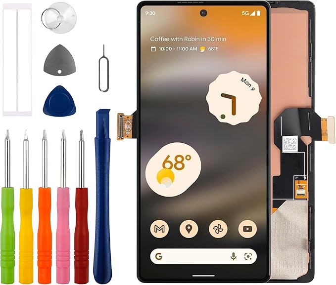 [Supports Fingerprints][New] Duotipa Original Display Touch Screen Digitizer Assembly Replacement for Google Pixel 6A 5G with Technical Repair Tools Kit-Black