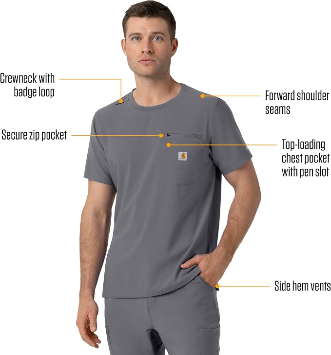 Carhartt Force Cross-Flex Men's Crew Neck Scrub Top (Size : Medium)