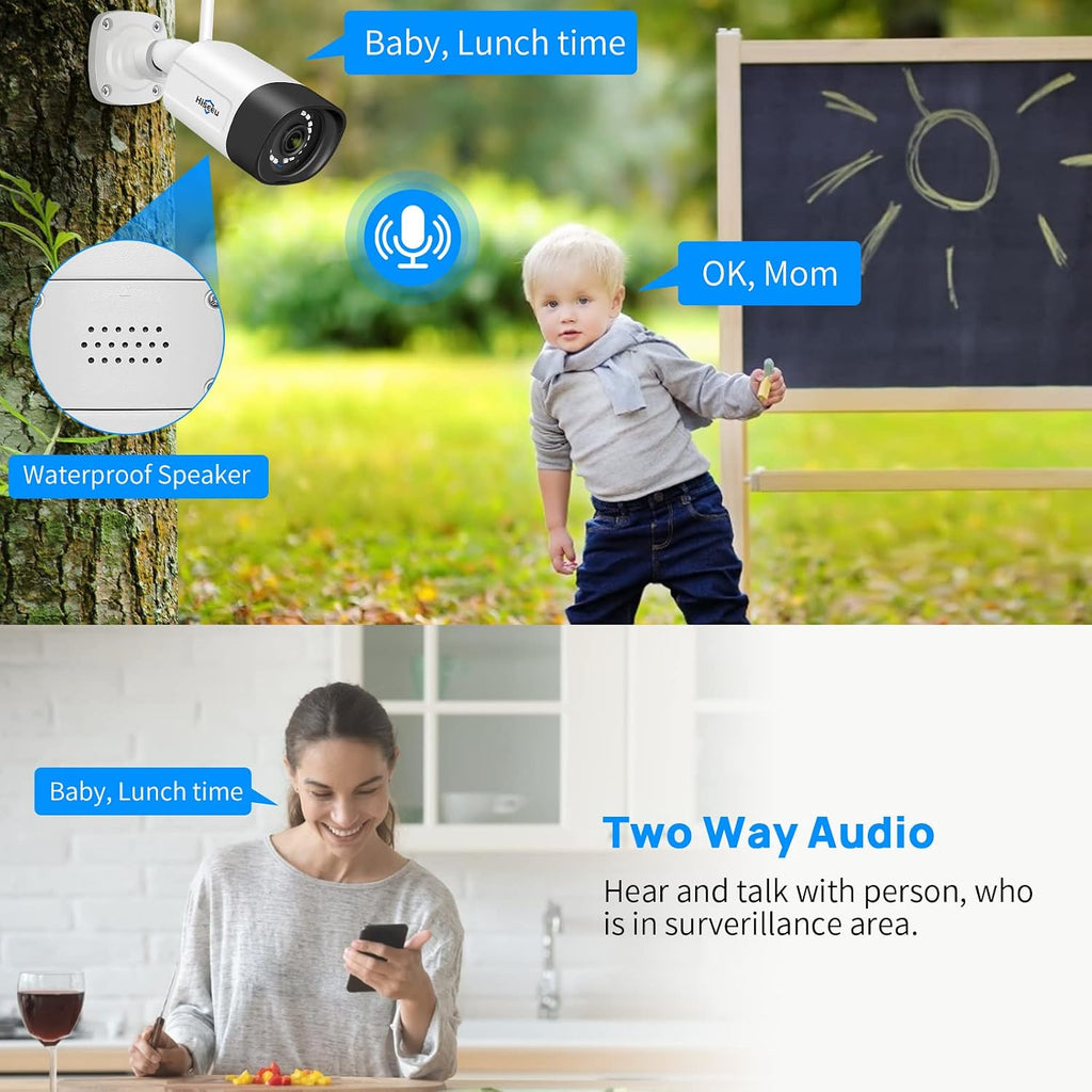 Hiseeu Wireless Security Camera, 5MP WiFi Security Camera System, 500GB HDD