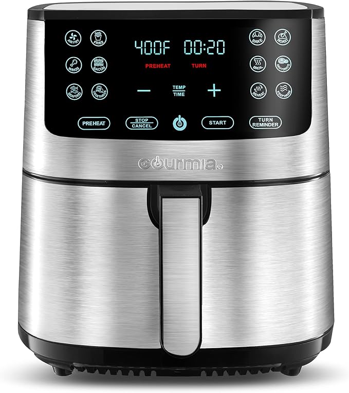 Gourmia 8 Quart Digital Air Fryer, Stainless Steel