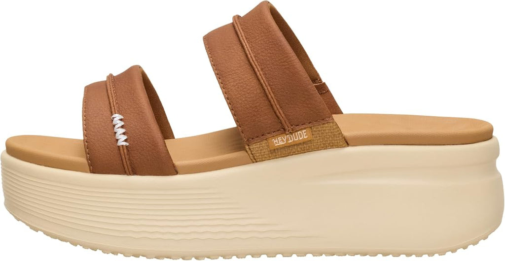 HEYDUDE Women's Austin Slide Classic - Platform Sandal in Cognac - 7
